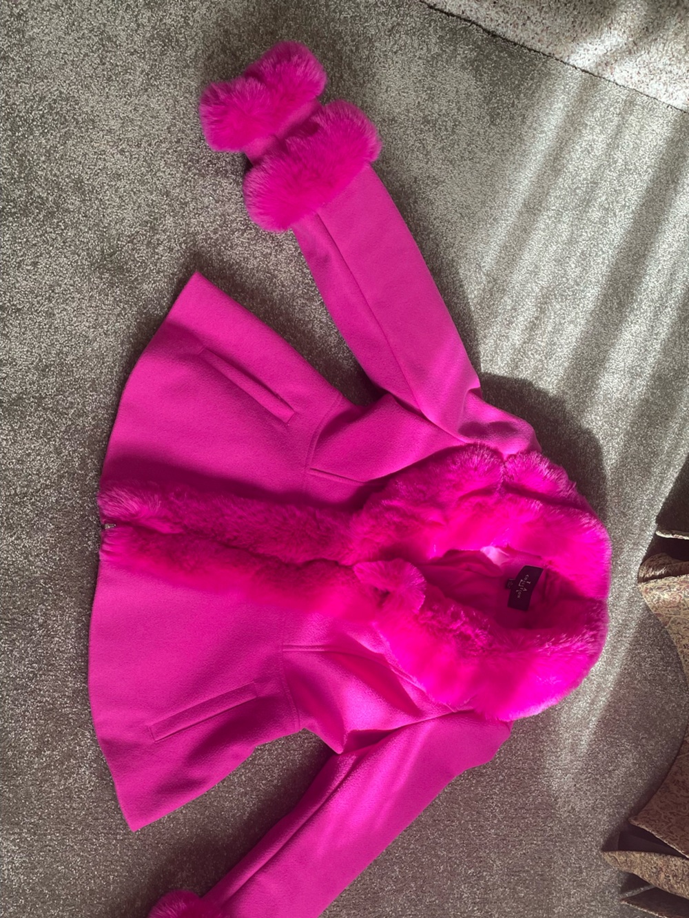 Boutique Coat Jacket Hot Pink Faux Fur